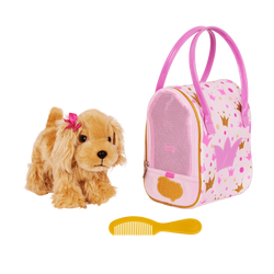 Cocker Spaniel ve Pembe Taç Desenli Çantası