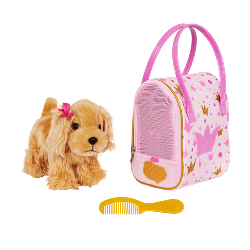 Cocker Spaniel ve Pembe Taç Desenli Çantası