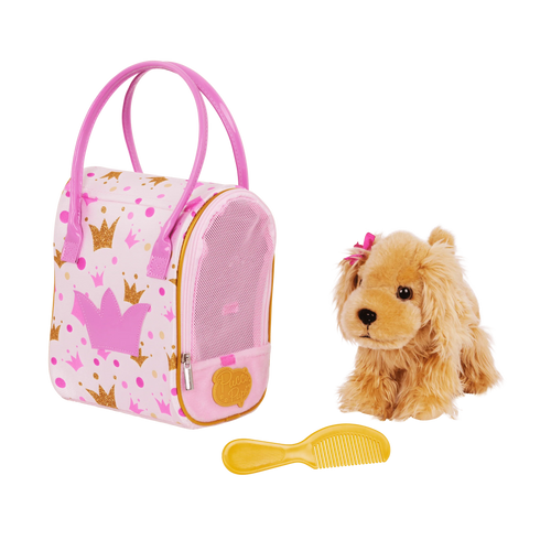 Cocker Spaniel ve Pembe Taç Desenli Çantası