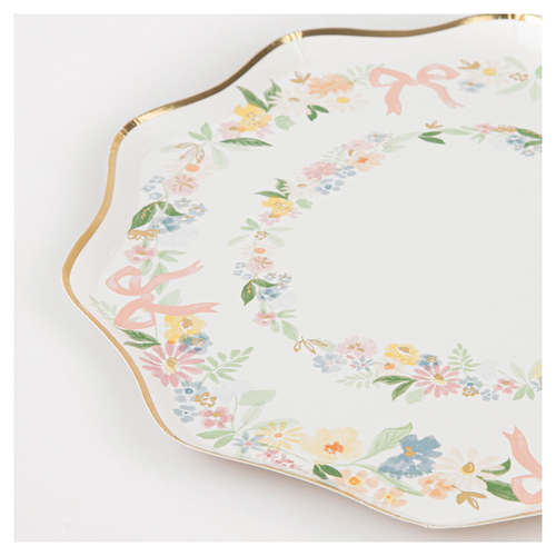 Şık Çiçek Yemek Tabakları - 8'li Set