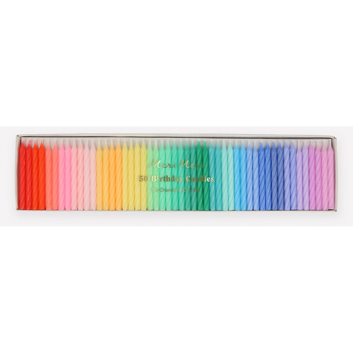 Gökkuşağı Kıvrımlı Mini Mumlar - 50'li Set