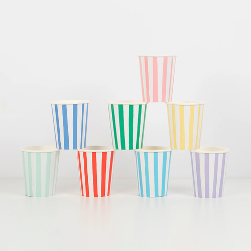 Karışık Çizgili Bardaklar - 8li Set