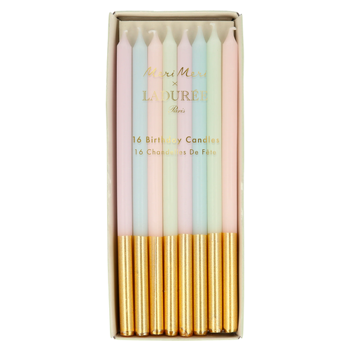Ladurée Paris Altın Detaylı İnce Mumlar - 16'lı Set