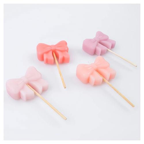 Pembe Fiyonk Figür Mumlar - 4'lü Set
