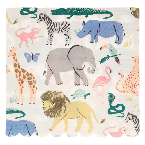 Safari Hayvanları Büyük Boy Peçeteler - 20'li Set